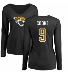 NFL Women's Nike Jacksonville Jaguars #9 Logan Cooke Black Name & Number Logo Slim Fit Long Sleeve T-Shirt