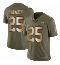 Men's Nike Jacksonville Jaguars #25 D.J. Hayden Limited Olive/Gold 2017 Salute to Service NFL Jersey
