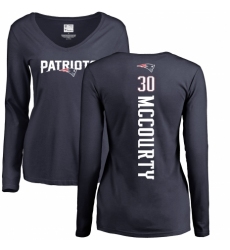 NFL Women's Nike New England Patriots #30 Jason McCourty Navy Blue Backer Slim Fit Long Sleeve T-Shirt