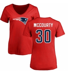 NFL Women's Nike New England Patriots #30 Jason McCourty Red Name & Number Logo Slim Fit T-Shirt