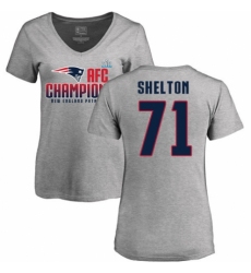 Women's Nike New England Patriots #71 Danny Shelton Heather Gray 2017 AFC Champions V-Neck T-Shirt