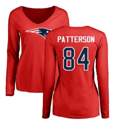 NFL Women's Nike New England Patriots #84 Cordarrelle Patterson Red Name & Number Logo Slim Fit Long Sleeve T-Shirt