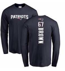 NFL Nike New England Patriots #67 Trent Brown Navy Blue Backer Long Sleeve T-Shirt