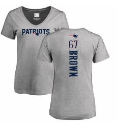 NFL Women's Nike New England Patriots #67 Trent Brown Ash Backer V-Neck T-Shirt
