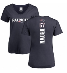 NFL Women's Nike New England Patriots #67 Trent Brown Navy Blue Backer T-Shirt