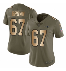 Women's Nike New England Patriots #67 Trent Brown Limited Olive/Gold 2017 Salute to Service NFL Jersey
