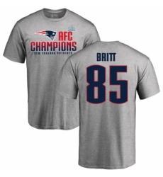 Nike New England Patriots #85 Kenny Britt Heather Gray 2017 AFC Champions V-Neck T-Shirt