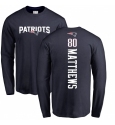 NFL Nike New England Patriots #80 Jordan Matthews Navy Blue Backer Long Sleeve T-Shirt