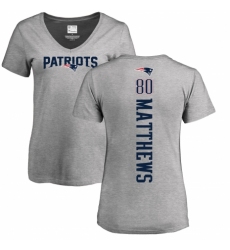 NFL Women's Nike New England Patriots #80 Jordan Matthews Ash Backer V-Neck T-Shirt
