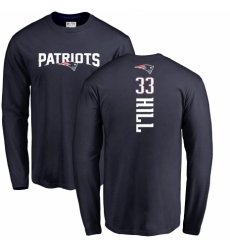 NFL Nike New England Patriots #33 Jeremy Hill Navy Blue Backer Long Sleeve T-Shirt