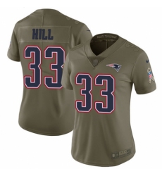 Women's Nike New England Patriots #33 Jeremy Hill Limited Olive 2017 Salute to Service NFL Jersey