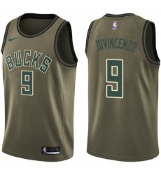 Men's Nike Milwaukee Bucks #9 Donte DiVincenzo Swingman Green Salute to Service NBA Jersey