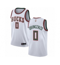 Women's Milwaukee Bucks #0 Donte DiVincenzo Authentic White Fashion Hardwood Classics Basketball Jersey