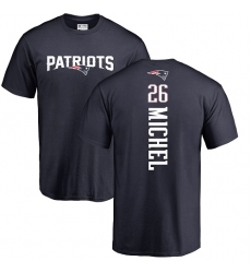 NFL Nike New England Patriots #26 Sony Michel Navy Blue Backer T-Shirt