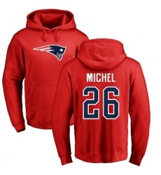 NFL Nike New England Patriots #26 Sony Michel Red Name & Number Logo Pullover Hoodie