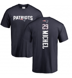 NFL Nike New England Patriots #29 Sony Michel Navy Blue Backer T-Shirt