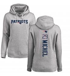 NFL Women's Nike New England Patriots #29 Sony Michel Ash Backer Pullover Hoodie