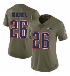 Women's Nike New England Patriots #26 Sony Michel Limited Olive Camo 2017 Salute to Service NFL Jersey