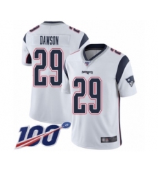 Men's New England Patriots #29 Duke Dawson White Vapor Untouchable Limited Player 100th Season Football Jersey