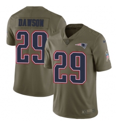 Youth Nike New England Patriots #29 Duke Dawson Limited Olive 2017 Salute to Service NFL Jersey