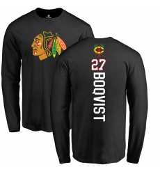 NHL Adidas Chicago Blackhawks #27 Adam Boqvist Black Backer Long Sleeve T-Shirt