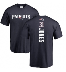NFL Nike New England Patriots #31 Jonathan Jones Navy Blue Backer T-Shirtt