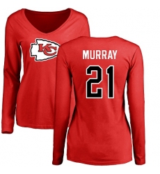 NFL Women's Nike Kansas City Chiefs #21 Eric Murray Red Name & Number Logo Slim Fit Long Sleeve T-Shirt