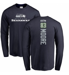 NFL Nike Seattle Seahawks #83 David Moore Navy Blue Backer Long Sleeve T-Shirt