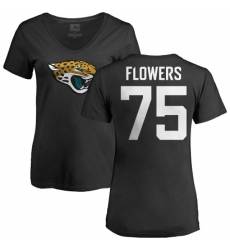 NFL Women's Nike Jacksonville Jaguars #75 Ereck Flowers Black Name & Number Logo Slim Fit T-Shirt