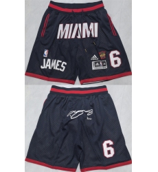 Men's Miami Heat #6 LeBron James Black Shorts (Run Small)