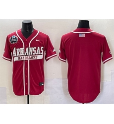 Men's Arkansas Razorbacks Blank Cardinal 2025 World Series & SEC Patch Stitched Jersey