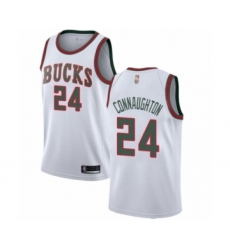 Men's Milwaukee Bucks #24 Pat Connaughton Authentic White Fashion Hardwood Classics Basketball Jersey