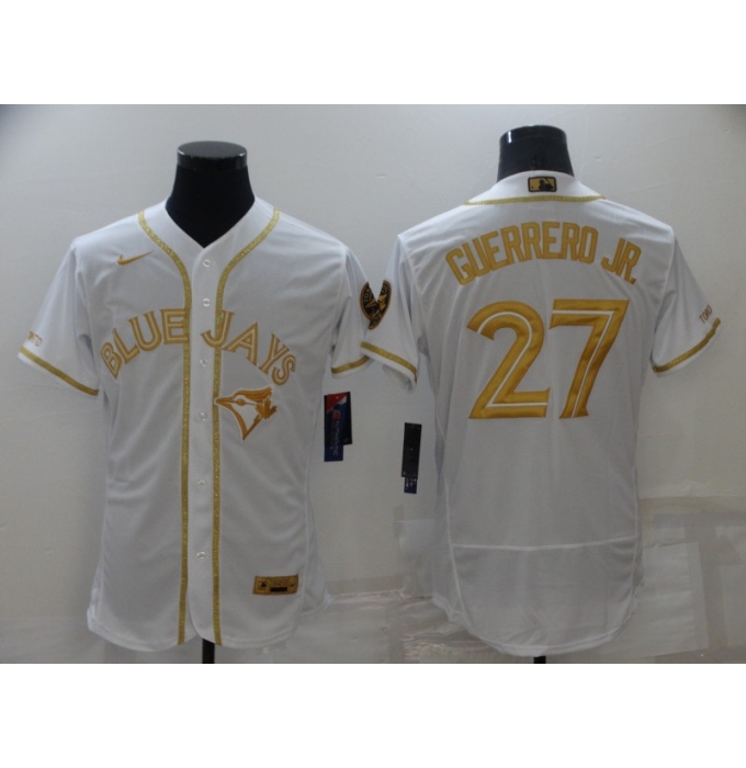 Men's Toronto Blue Jays #27 Vladimir Guerrero Jr. White Gold Alternate Baseball Jersey