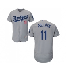 Men's Los Angeles Dodgers #11 A. J. Pollock Gray Alternate Flex Base Authentic Collection Baseball Jersey