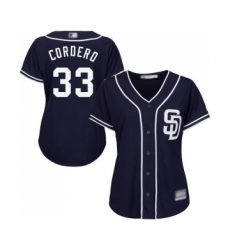 Women's San Diego Padres #33 Franchy Cordero Replica Navy Blue Alternate 1 Cool Base Baseball Jersey