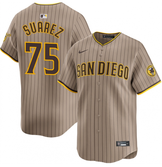 Men's San Diego Padres #75 Robert Suarez Tan 2024 Alternate Limited Stitched Baseball Jersey