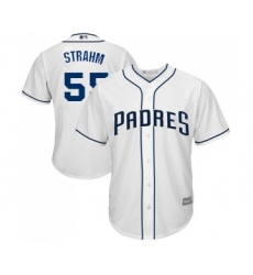 Men's San Diego Padres #55 Matt Strahm Replica White Home Cool Base Baseball Jersey