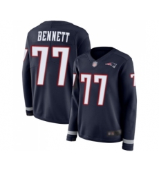Women's New England Patriots #77 Michael Bennett Limited Navy Blue Therma Long Sleeve Football Jersey