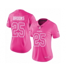 Women's New England Patriots #25 Terrence Brooks Limited Pink Rush Fashion Football Jersey