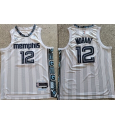 Men's Memphis Grizzlies #12 Ja Morant White 2025-26 City Edition Edition Stitched Basketball Jersey