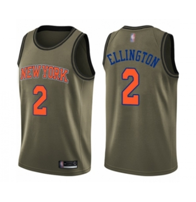 Men's New York Knicks #2 Wayne Ellington Swingman Green Salute to Service Basketball Jersey
