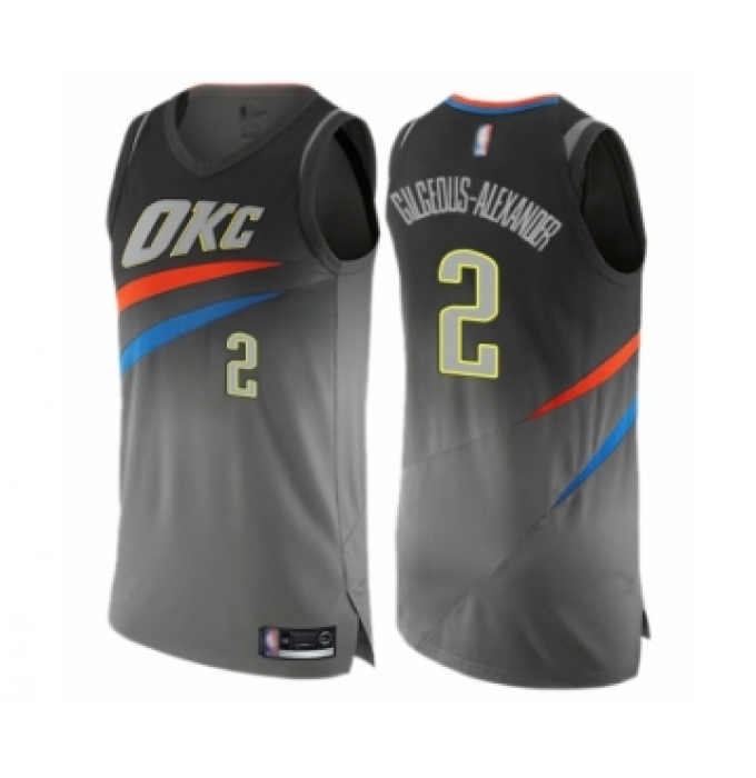 Men's Oklahoma City Thunder #2 Shai Gilgeous-Alexander Authentic Gray Basketball Jersey - City Edition