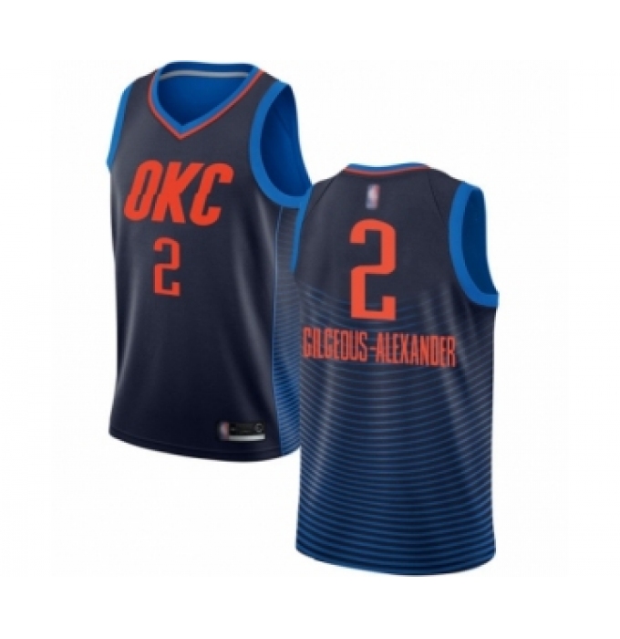 Men's Oklahoma City Thunder #2 Shai Gilgeous-Alexander Authentic Navy Blue Basketball Jersey Statement Edition
