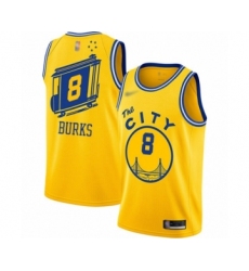 Women's Golden State Warriors #8 Alec Burks Swingman Gold Hardwood Classics Basketball Jersey - The City Classic Edition
