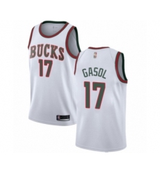 Women's Milwaukee Bucks #17 Pau Gasol Authentic White Fashion Hardwood Classics Basketball Jersey