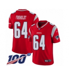 Youth New England Patriots #64 Hjalte Froholdt Limited Red Inverted Legend 100th Season Football Jersey