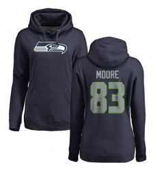 NFL Women's Nike Seattle Seahawks #83 David Moore Navy Blue Name & Number Logo Pullover Hoodie
