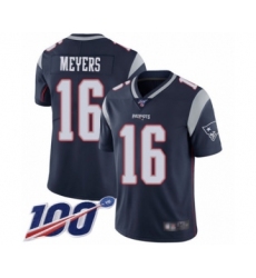 Men's New England Patriots #16 Jakobi Meyers Navy Blue Team Color Vapor Untouchable Limited Player 100th Season Football Jersey