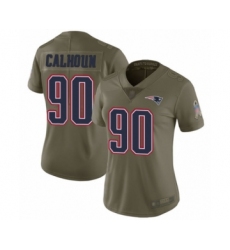 Women's New England Patriots #90 Shilique Calhoun Limited Olive 2017 Salute to Service Football Jersey