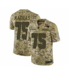 Men's New England Patriots #75 Ted Karras Limited Camo 2018 Salute to Service Football Jersey